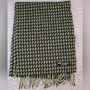 Light Green and Black 100% Cashmere Scarf